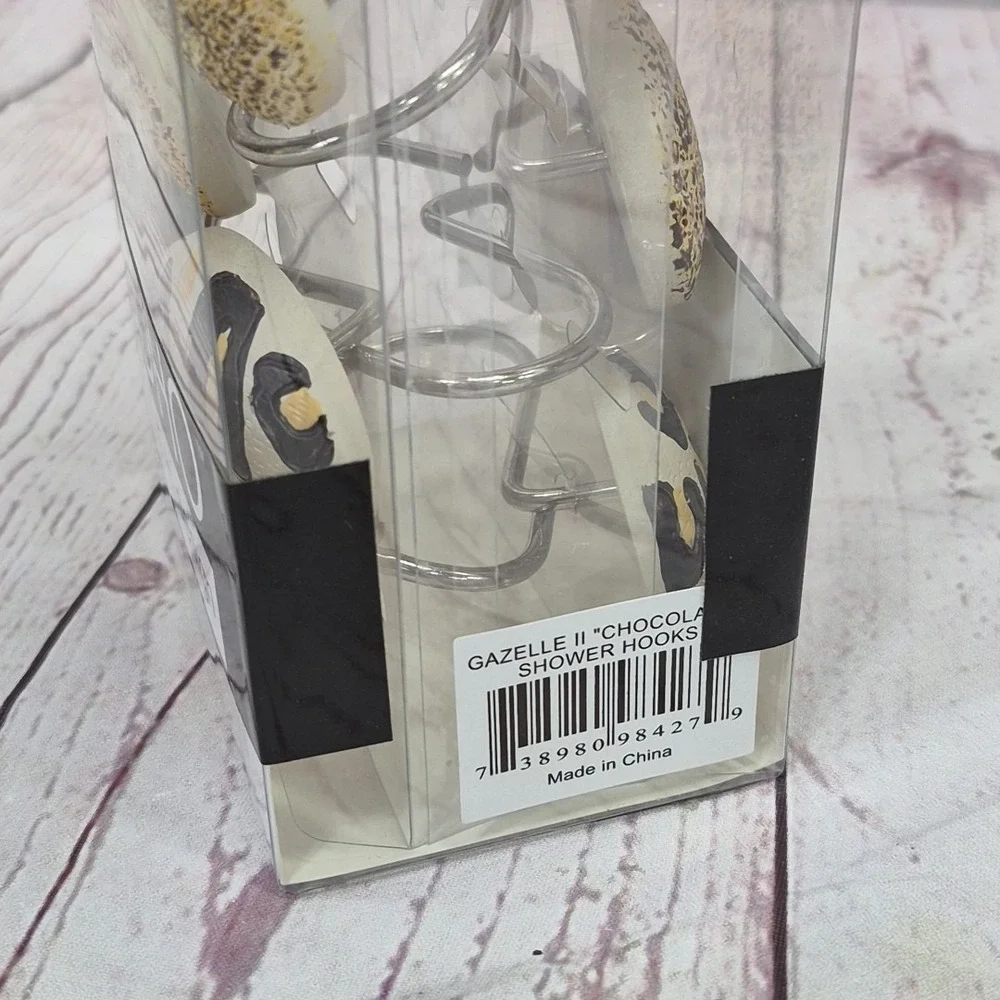 Gazelle Africa Safari Themed Shower Curtain Hooks, 12pc Set, New